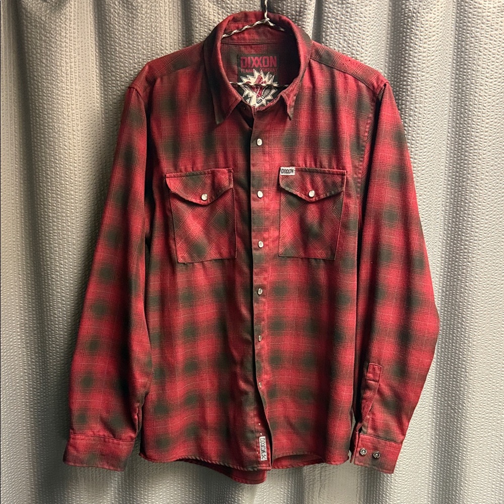 DIXXON Red and Black Plaid Casual Shirt